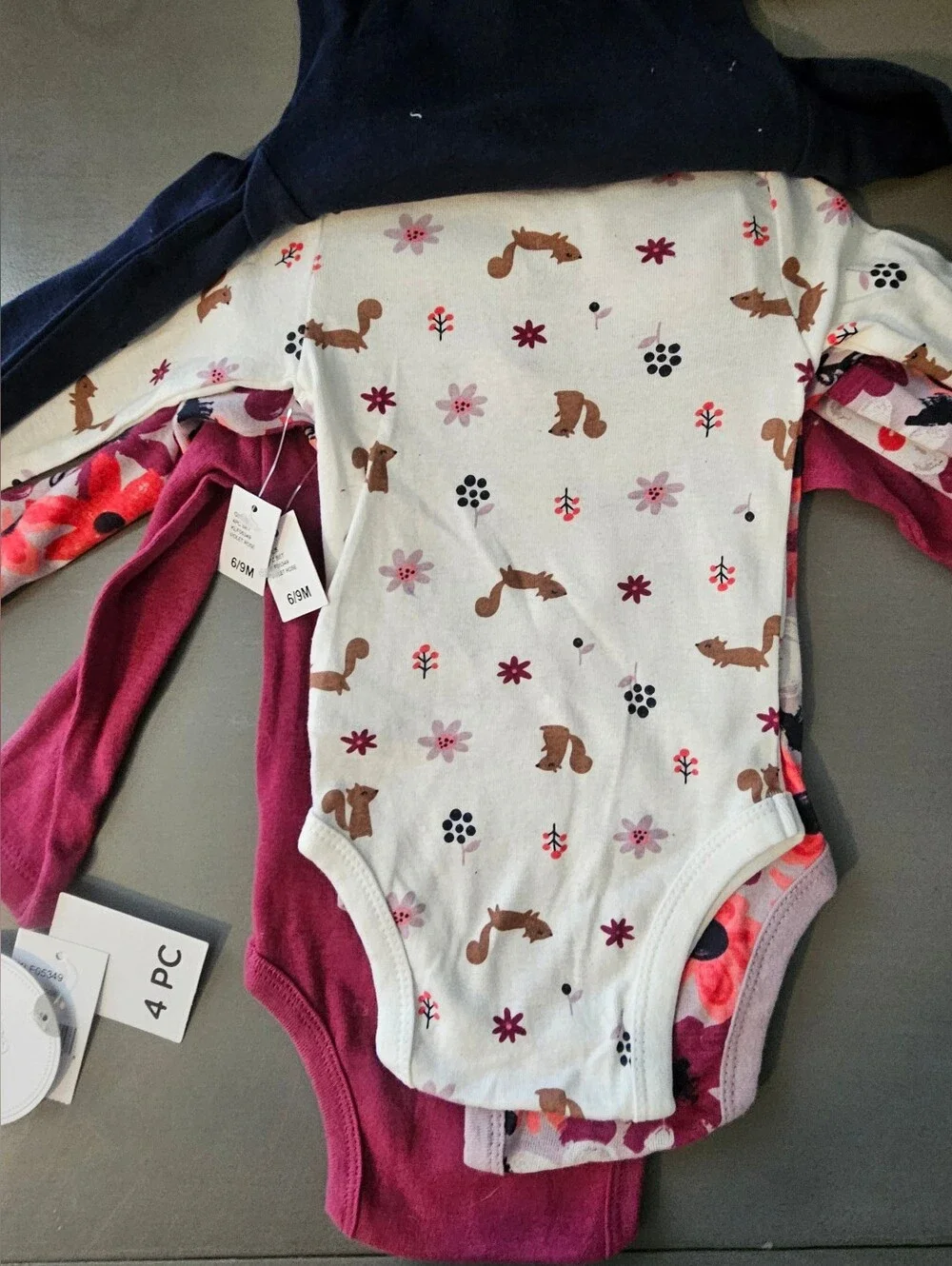NWT Koala Baby 4-Piece Baby Girl Fall Long Sleeve Bodysuit Set 6-9 Months
